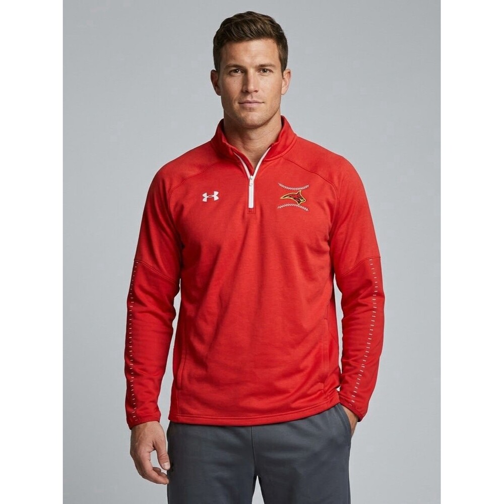 Under Armour ColdGear Quarter Zip Jacket Mens 3XL Red Cardinal Baseball Pullover